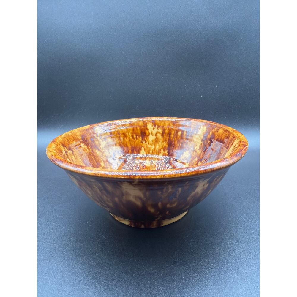 Vintage Studio Pottery 7.5” x 3.25” Brown Drip Glaze Bowl Stoneware Pristine MCM
